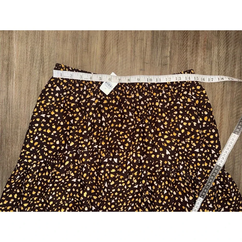NWT Ann Taylor Brown Yellow Petal Print A Line Midi Long Skirt Women’s Medium M